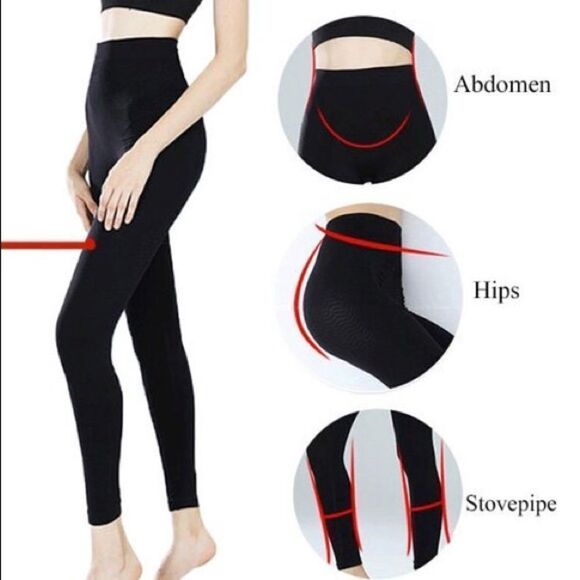 Lilia Compression Weight Loss Slimming High Waist 7/8 Leggings Black - Picture 5 of 16